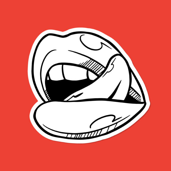 Pop art lips sticker vector